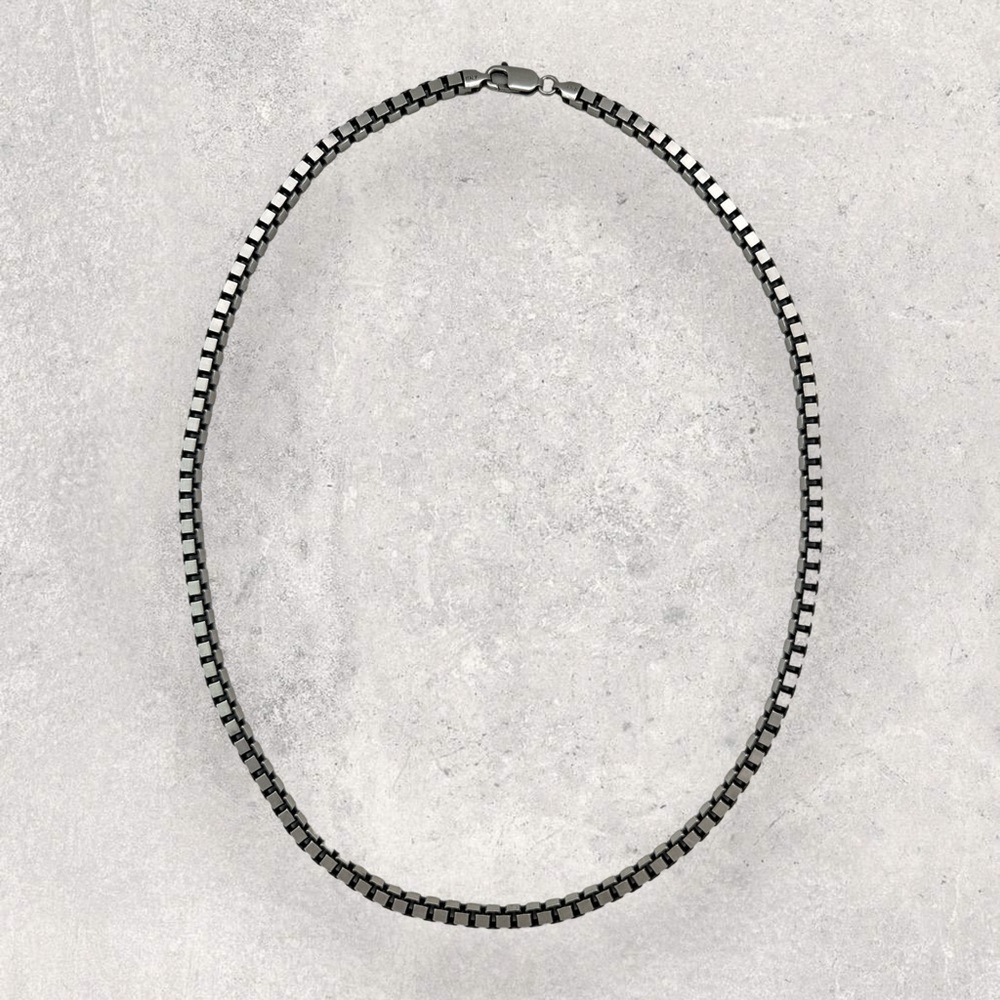 925 ITALY Sterling Silver 5mm Box Chain Men's Necklace